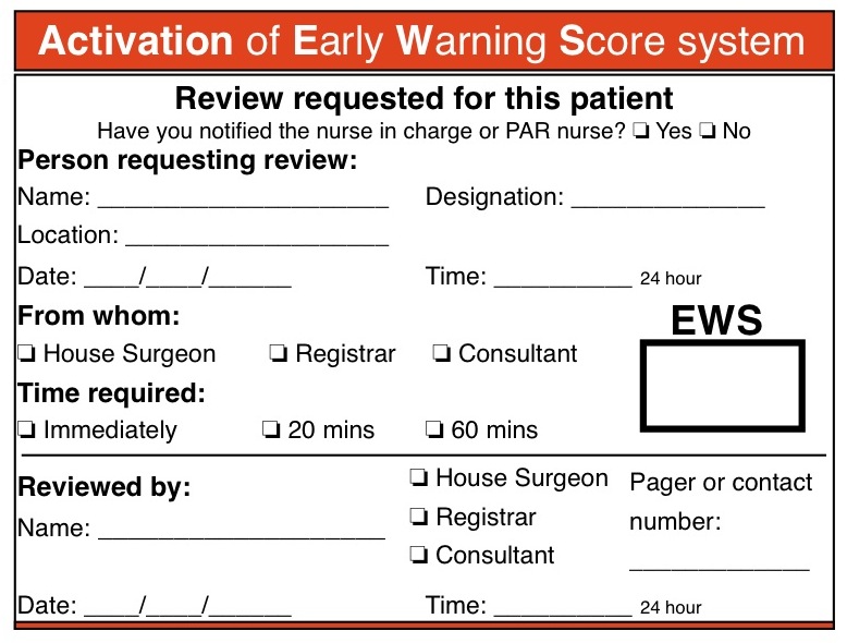 Early Warning Score Activation