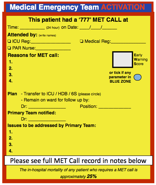 Medical Emergency Team Activation